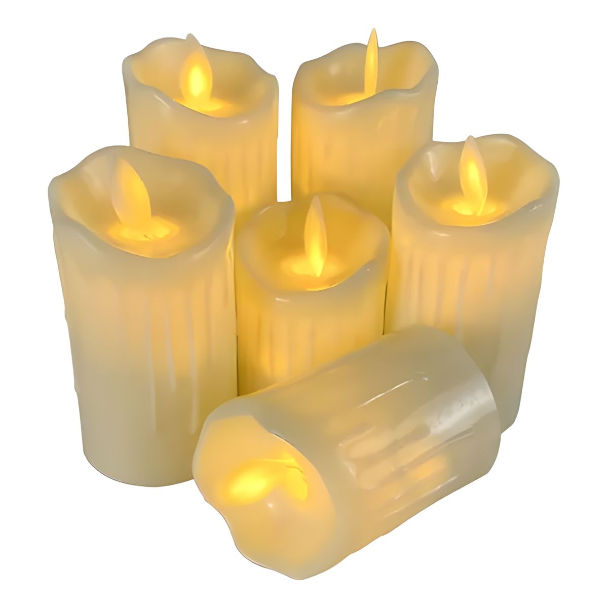 GENERICO - Pack 12 velas led luz cálida decorativas blanco 3