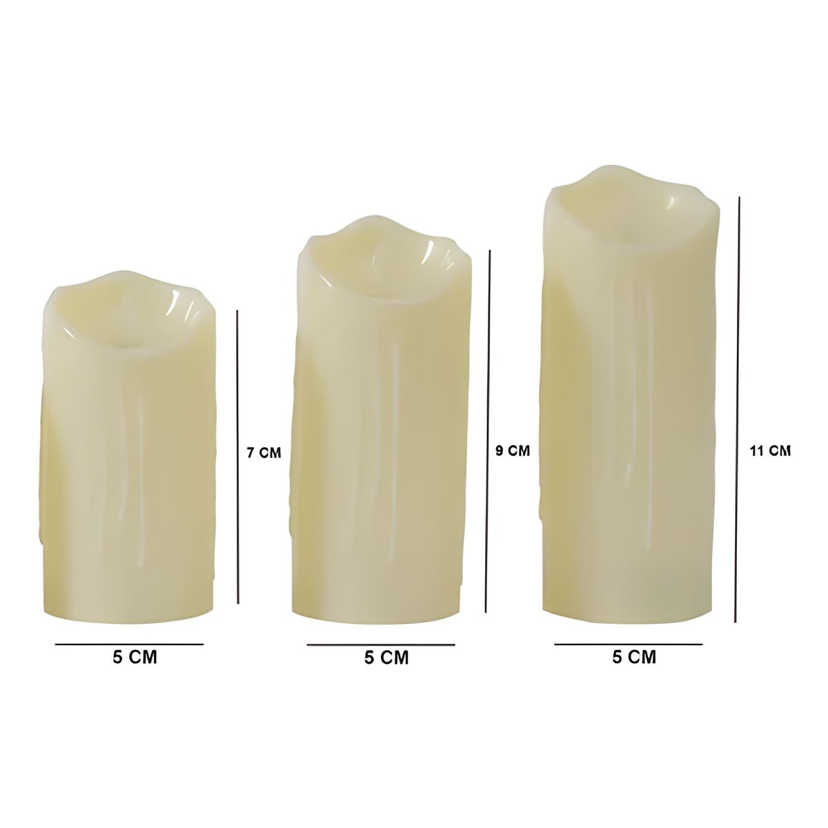 GENERICO - Pack 12 velas led luz cálida decorativas blanco 3