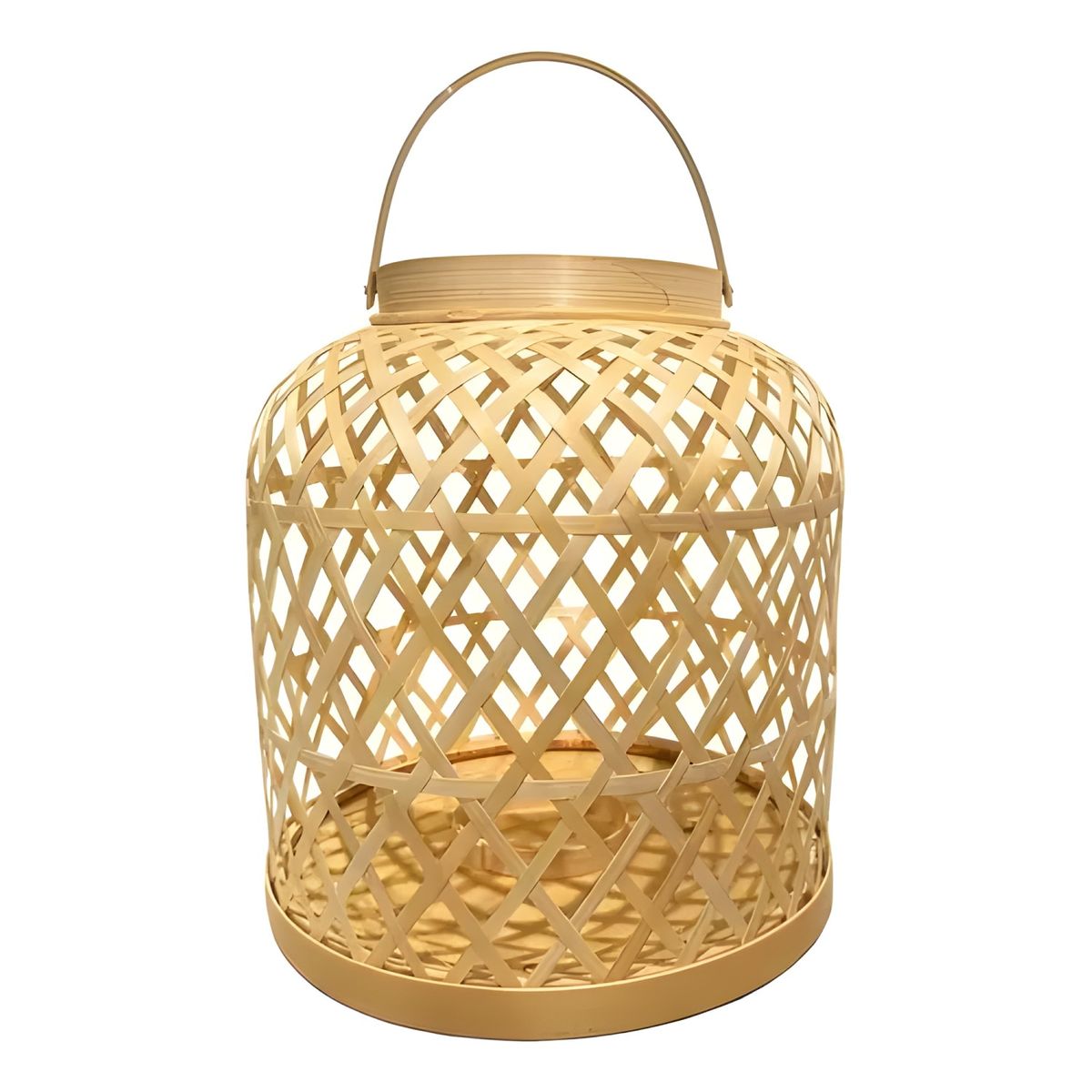 GENERICO - Fanal de bambú portavela decorativo beige