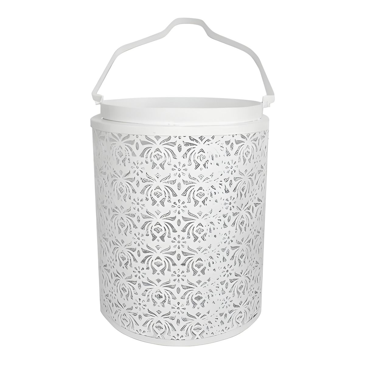 GENERICO - Fanal metálico portavela decorativo blanco