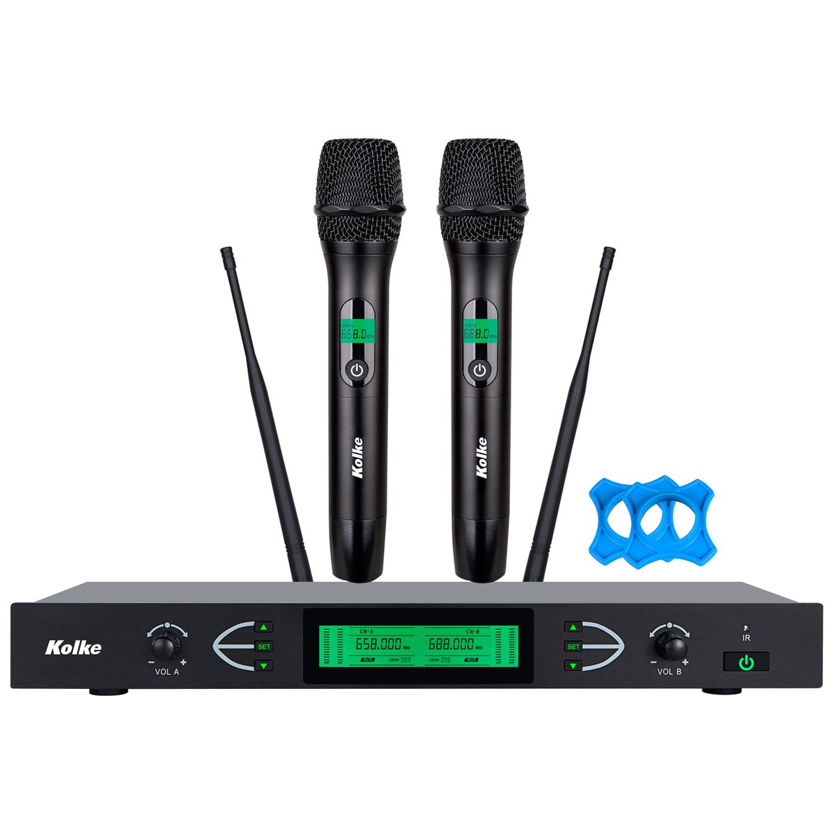 KOLKE - Set de Micrófonos Inalámbricos Kolke UHF IR 60m 2 Canales