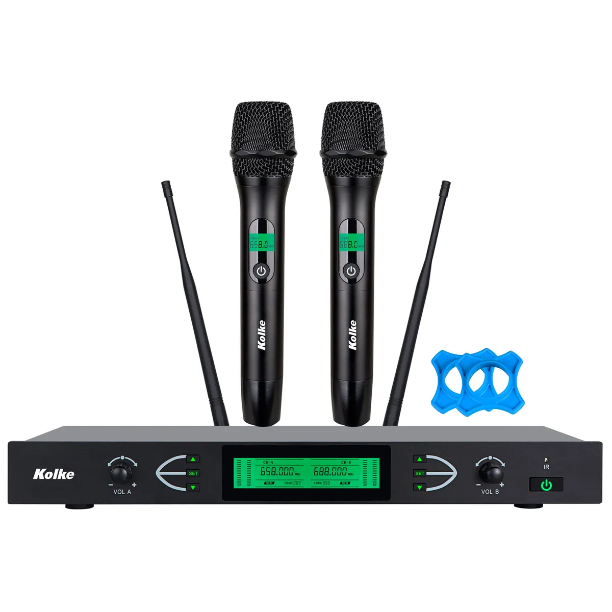 KOLKE - Set de Micrófonos Inalámbricos Kolke UHF IR 60m 2 Canales