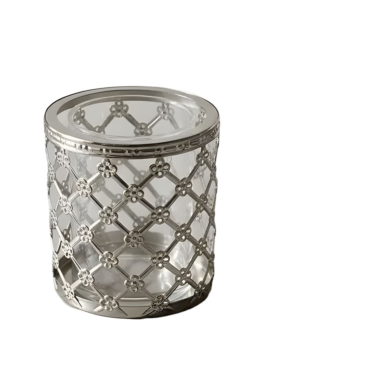 GENERICO - Farol portavela decorativo vidrio y metal gris