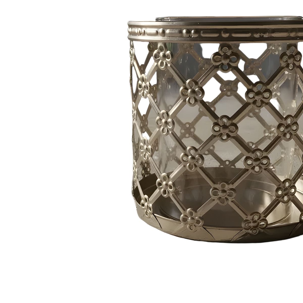 GENERICO - Farol portavela decorativo vidrio y metal gris