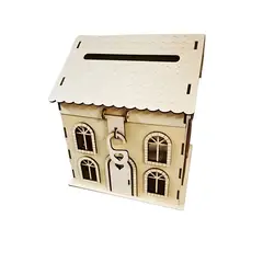 GENERICO - Alcancía buzón casa de madera con candado