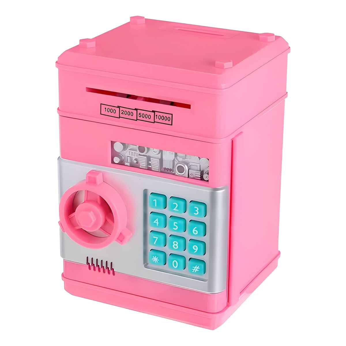 GENERICO - Alcancía electrónica tipo caja fuerte rosa