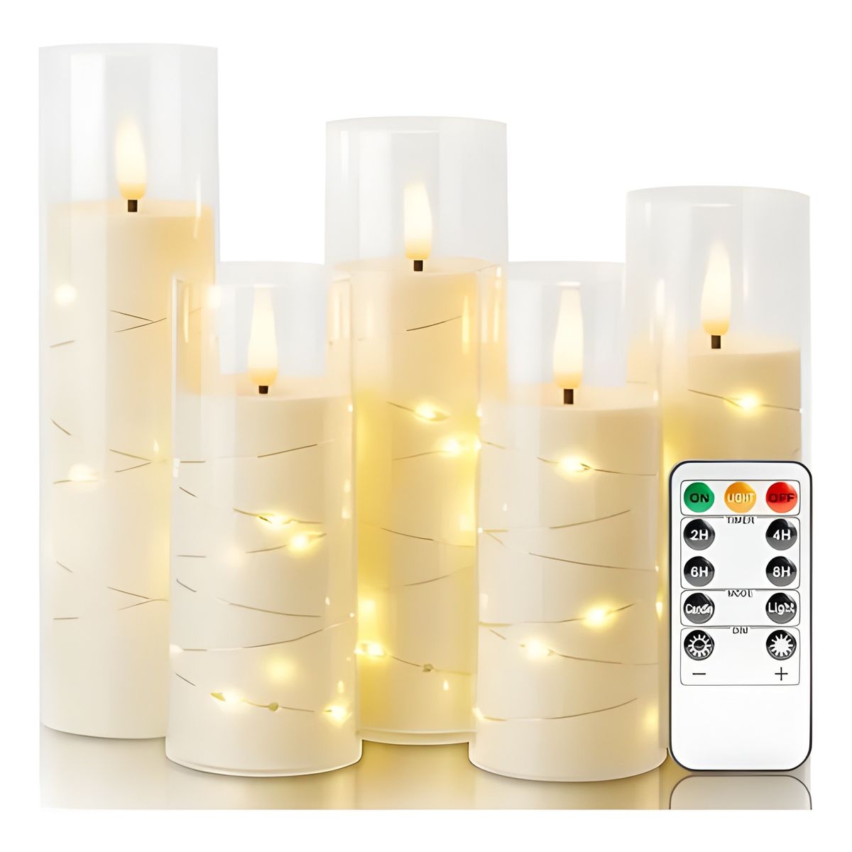 GENERICO - Pack 5 velas led luz amarilla