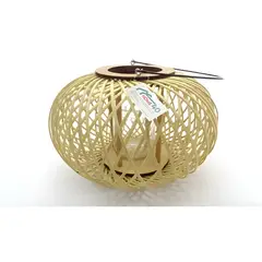 GENERICO - Portavela mimbre redondo 27 cm beige