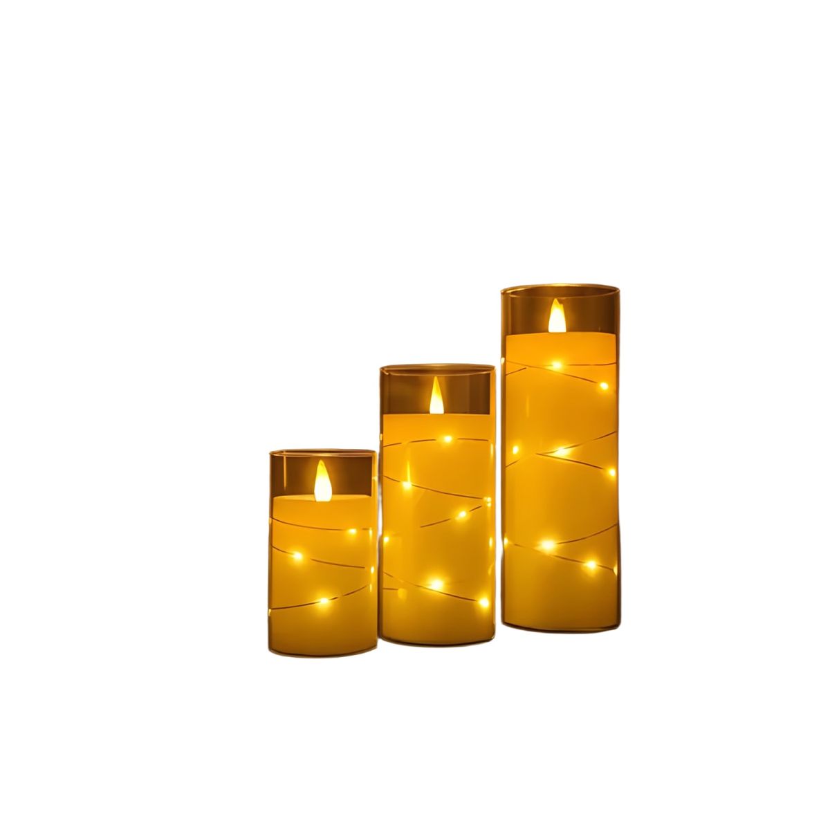 GENERICO - Pack 3 velas led luz cálida transparente 3