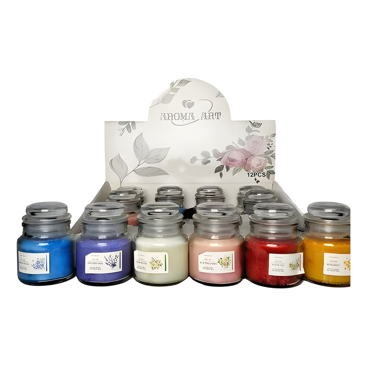 GENERICO - Pack 12 velas aromáticas en frasco cuadrado 2