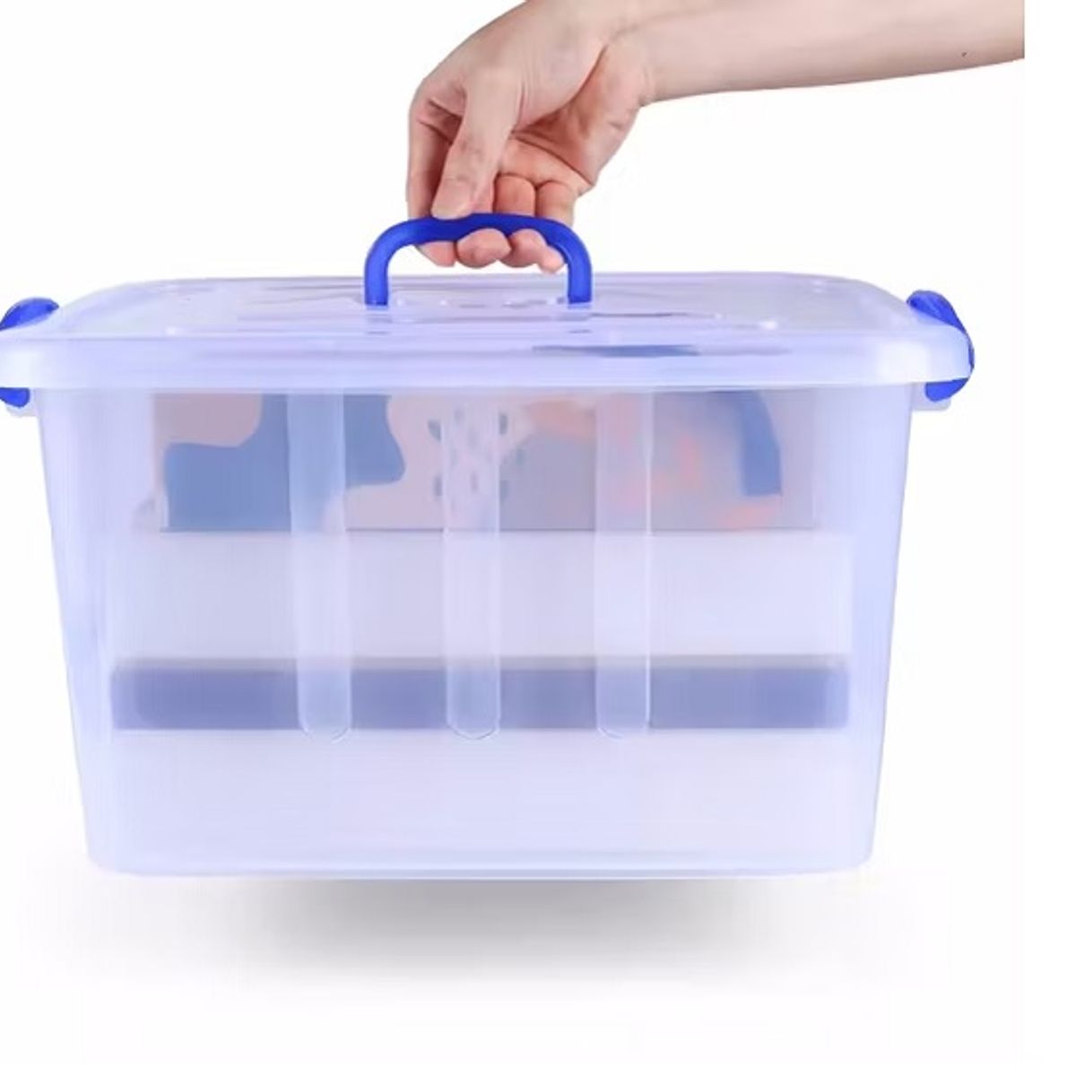 GENERICO - Caja de almacenamiento de plástico con tapa, transparente 38.7 x 26.5 x 20.7 cm