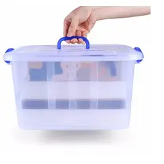 GENERICO - Caja de almacenamiento de plástico con tapa, transparente 38.7 x 26.5 x 20.7 cm
