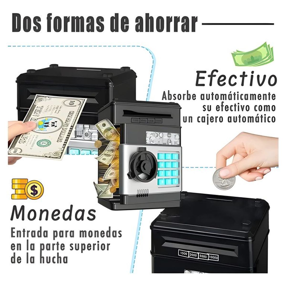 GENERICO - Alcancía electrónica infantil con contraseña negro 3