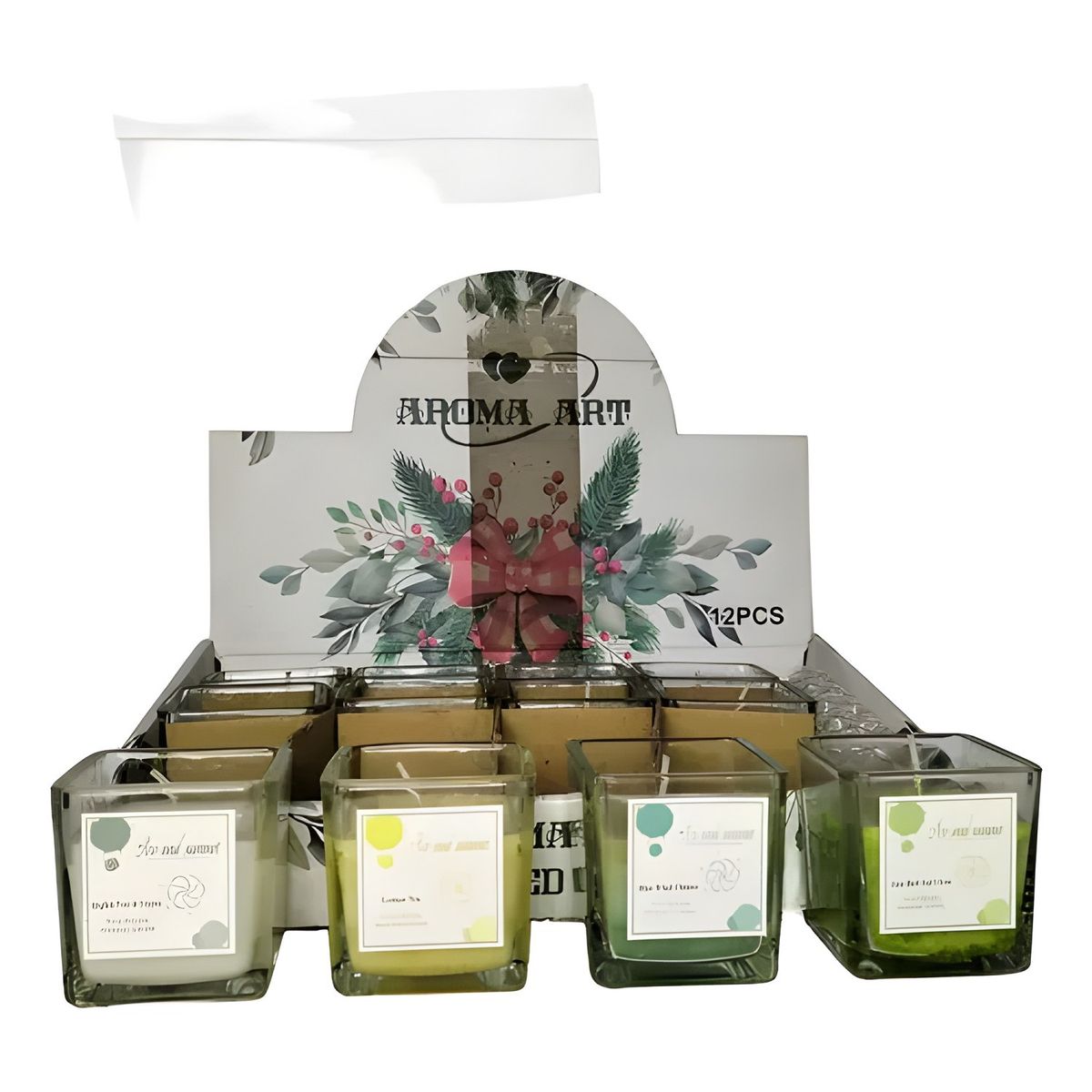 GENERICO - Pack 12 velas aromáticas en vaso cuadrado