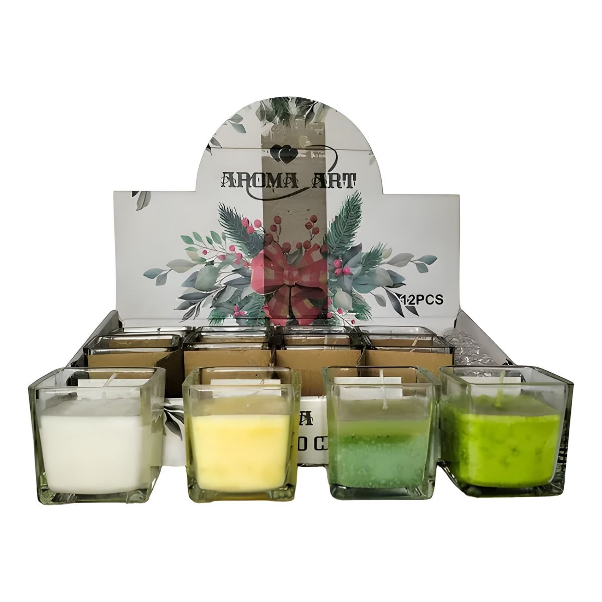 GENERICO - Pack 12 velas aromáticas en vaso cuadrado