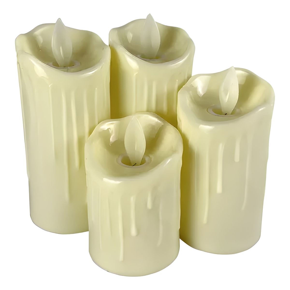 GENERICO - Pack 12 velas led luz cálida con pilas 5x11 cm blanco