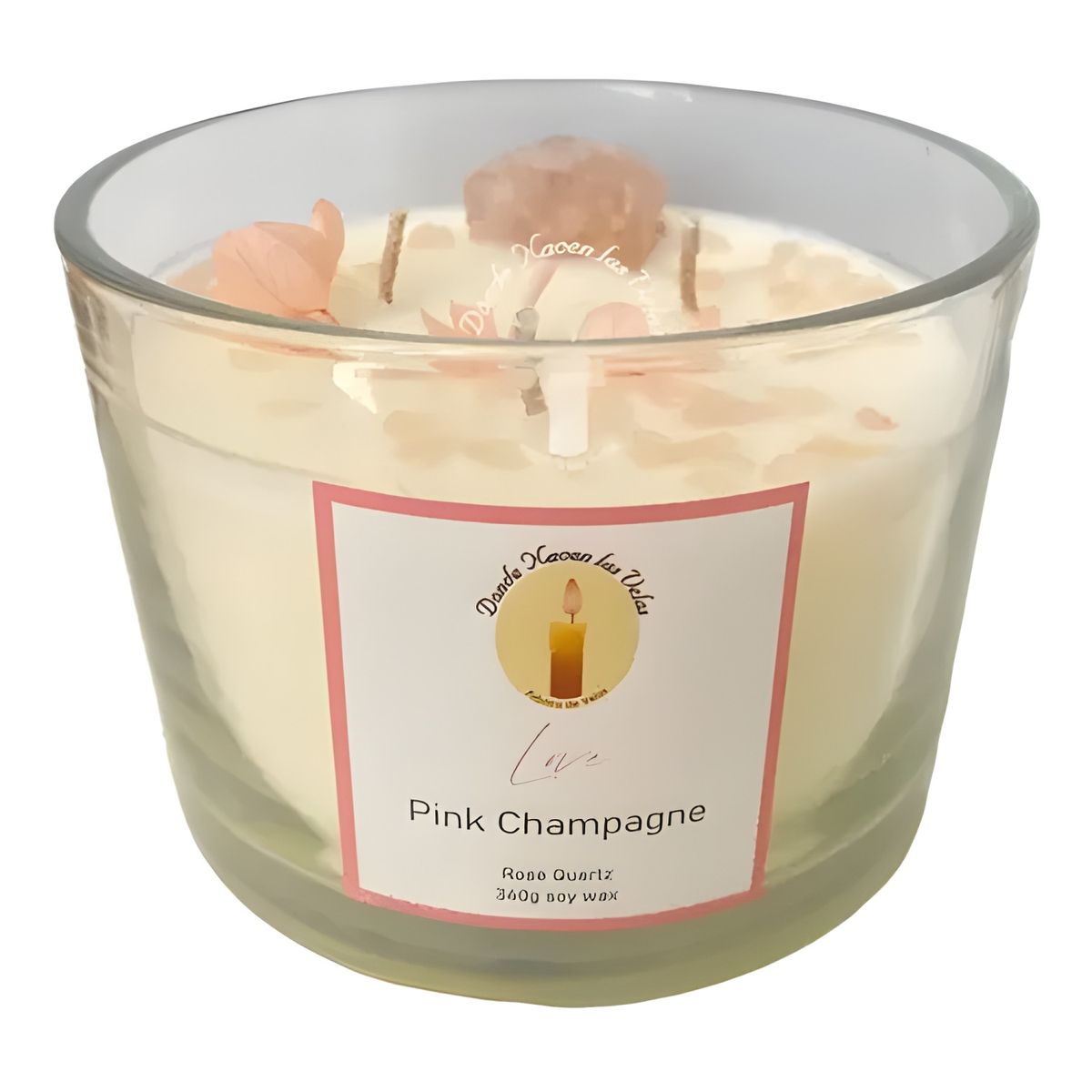 GENERICO - Vela aromática soya pink champagne con cuarzo 340 g