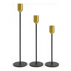 GENERICO - Set portavelas decorativos y negro dorado 2