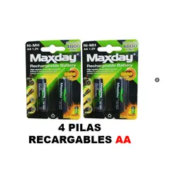 GENERICO - Pack de 4 Pilas Recargables AA Pila Doble A 4800mah