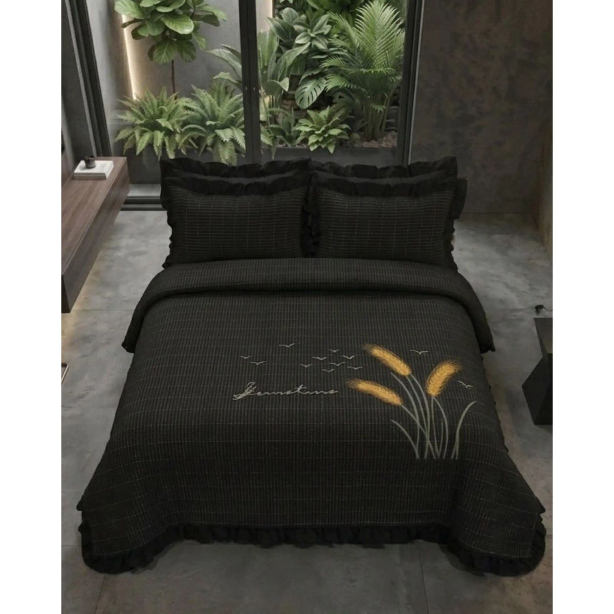 GENERICO - Cubrecama Quilt Verano Estampado Floral con Bobos 2 Plazas