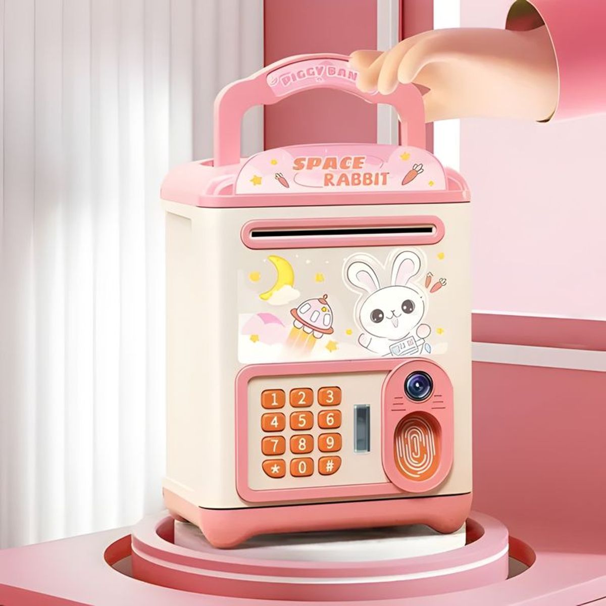 GENERICO - Alcancía electrónica diseño kawaii tipo caja fuerte 3