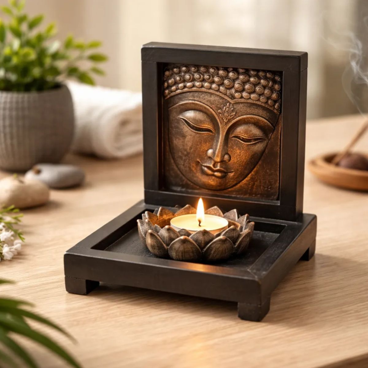 GENERICO - Buda Altar Porta Vela Para Decoración Zen