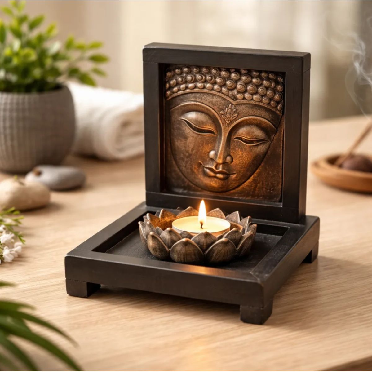 GENERICO - Buda Altar Porta Vela Para Decoración Zen