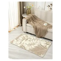 ALMA & DECO - Alfombra Bajada de Cama Relieve Naturezza Beige y Crema Premium Antideslizante 80x120 Cm.