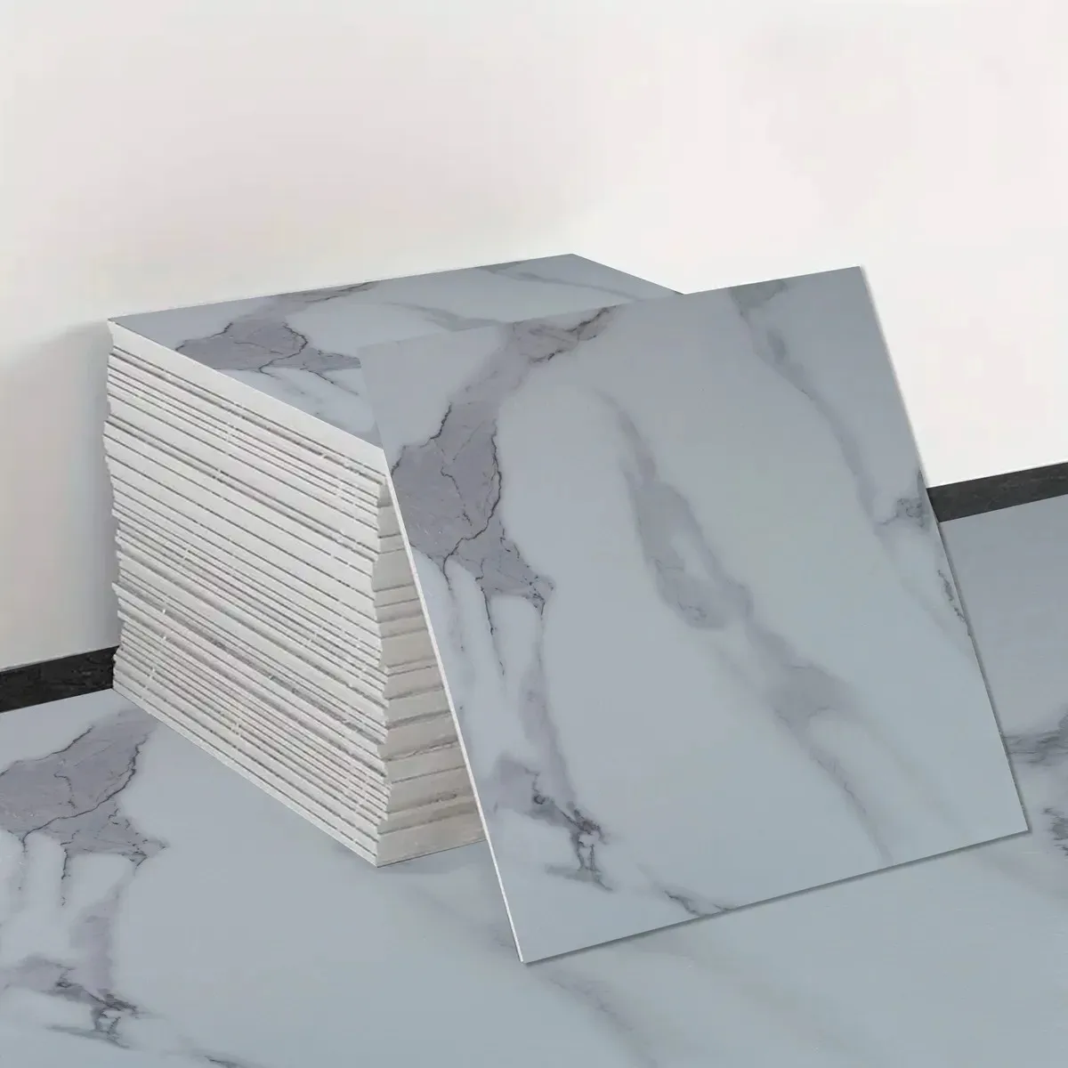 GENERICO - Piso Vinílico Autoadhesivo blanco  10m2 Caja 36 Piezas Antideslizante Premium