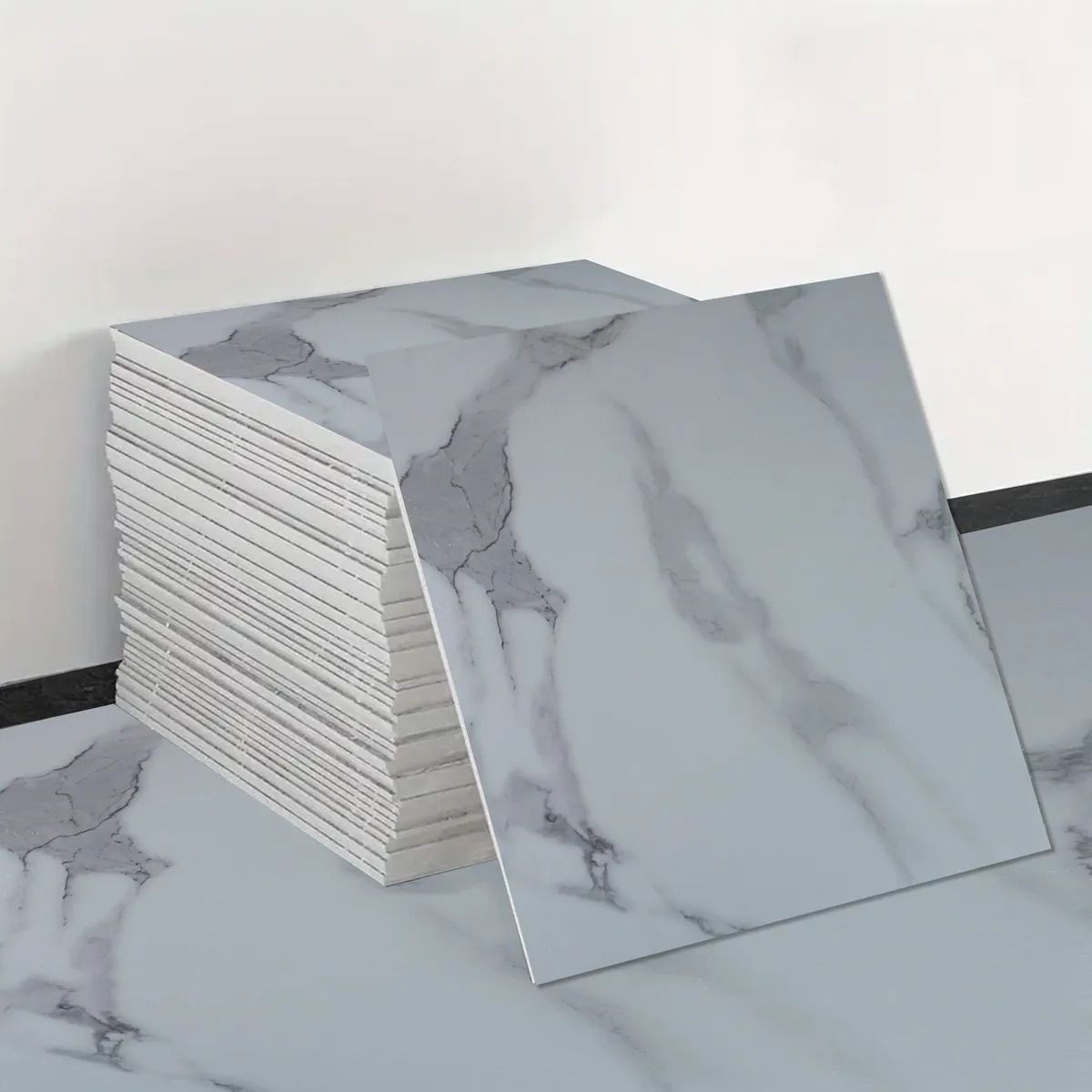 GENERICO - Piso Vinílico Autoadhesivo blanco  10m2 Caja 36 Piezas Antideslizante Premium