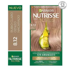GARNIER - Tintura de Cabello Nutrisse Oleos Rubio Claro Cenizo Nacarado 8.12 Sin Amoníaco -
