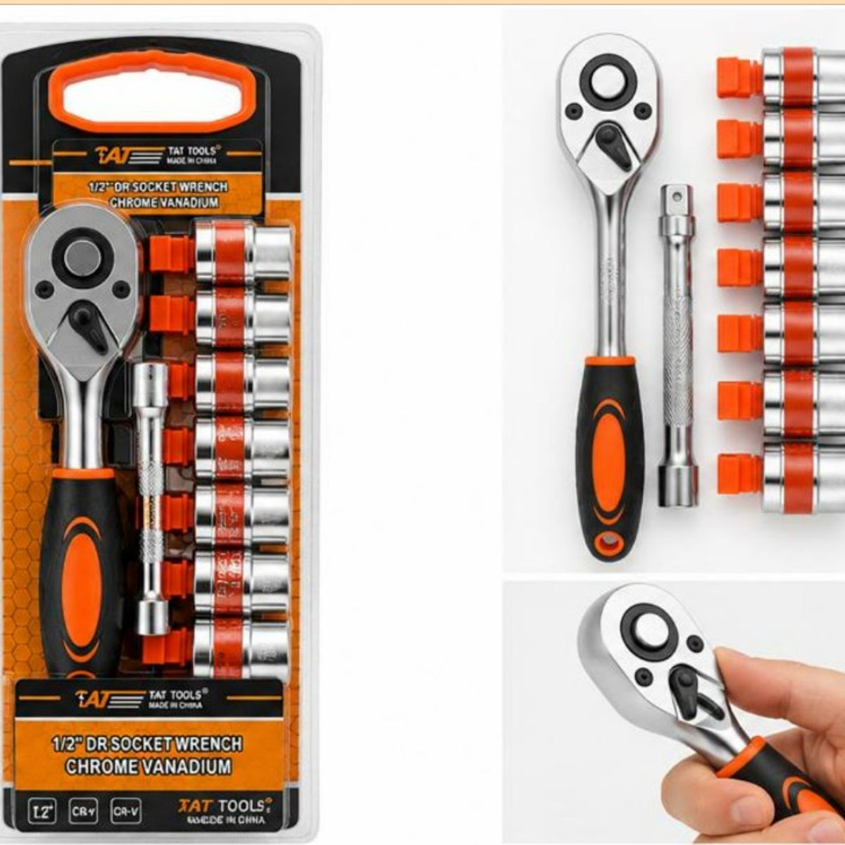 OEM - Set de Dados con Ratchet 12” 12 Piezas TAT Tools Cromo Vanadio