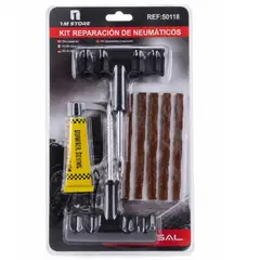 OEM - Kit Reparación de Neumáticos Tubeless para Auto y Moto con Herramientas