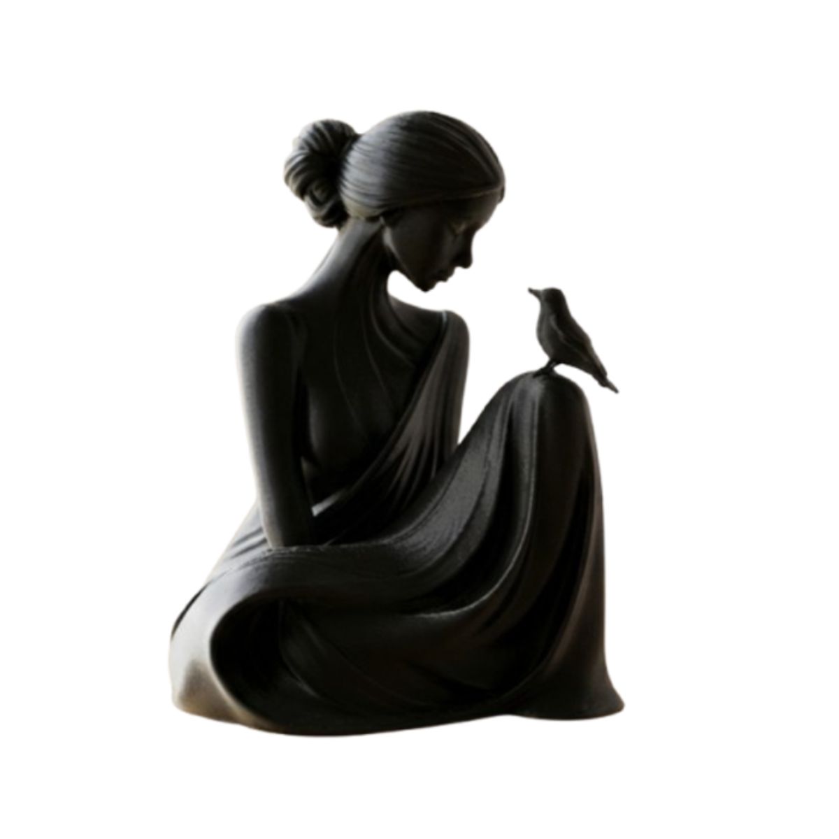 GENERICO - Escultura Decorativa- Dama y Pajarito