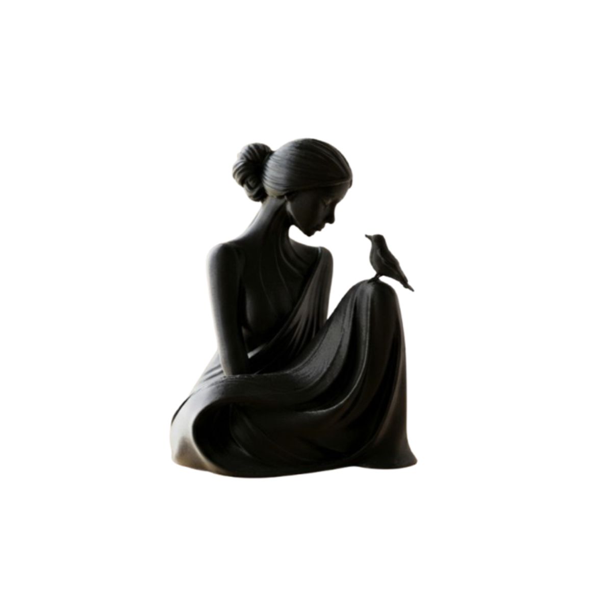 GENERICO - Escultura Decorativa- Dama y Pajarito