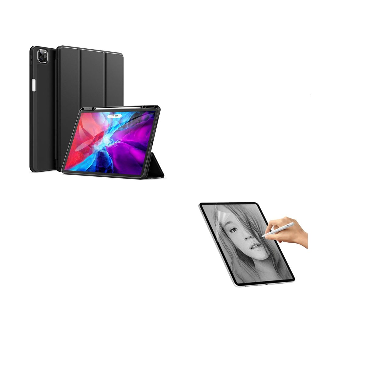 JOIGO - Funda Con Lamina Sensación Papel Para iPad 12.9 Negro