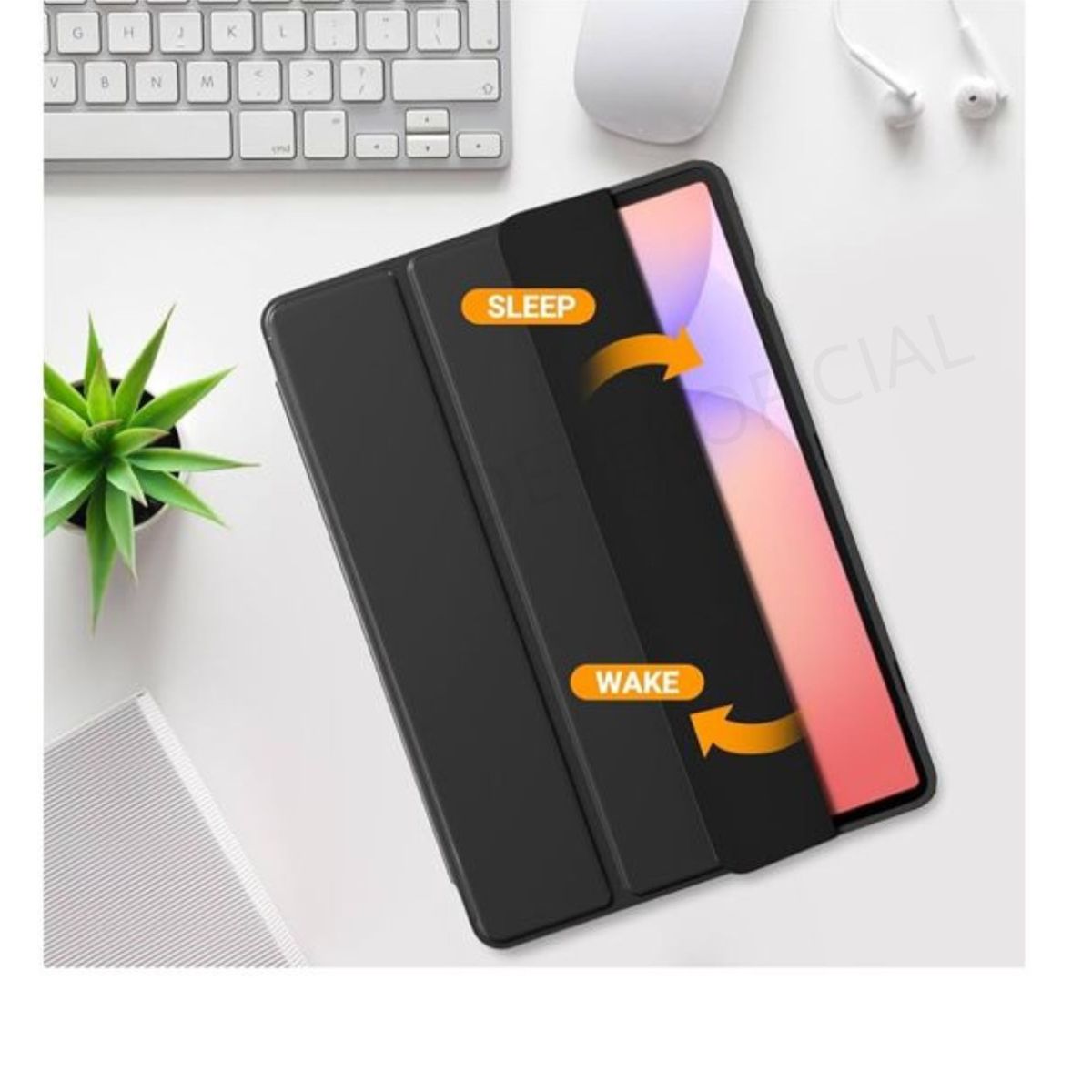 GENERICO - Funda Smart Cover Para Tablet Samsung Tab S9 / S9 Fe 10.9 - Negro