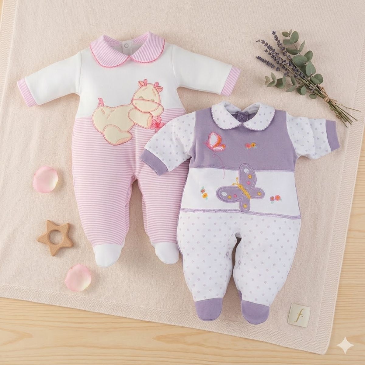 ENCANTO - Pack 2x Enteritos Bebé Niña 100% Algodón 0 a 3m Exclusivos- Chile.