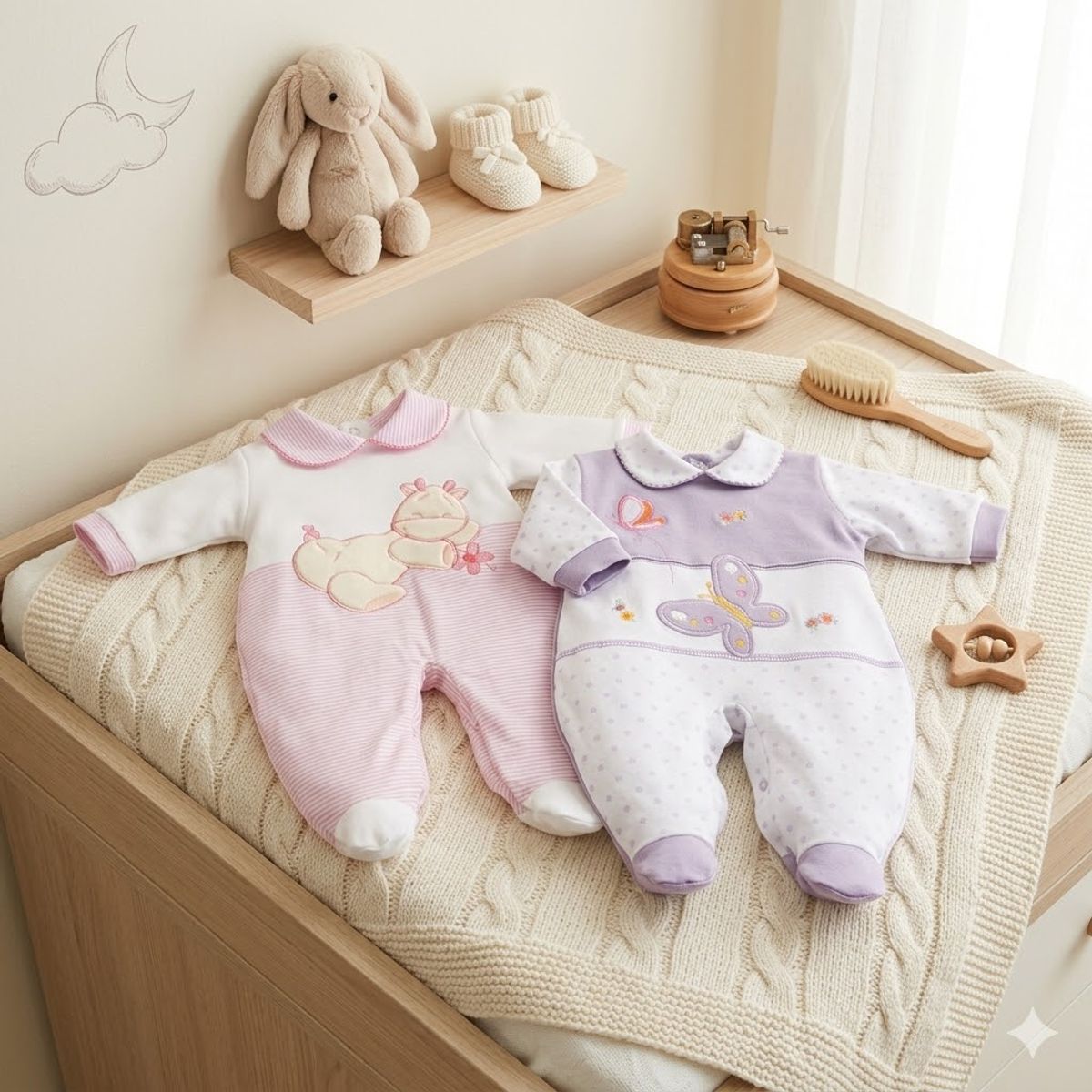 ENCANTO - Pack 2x Enteritos Bebé Niña 100% Algodón 0 a 3m Exclusivos- Chile.