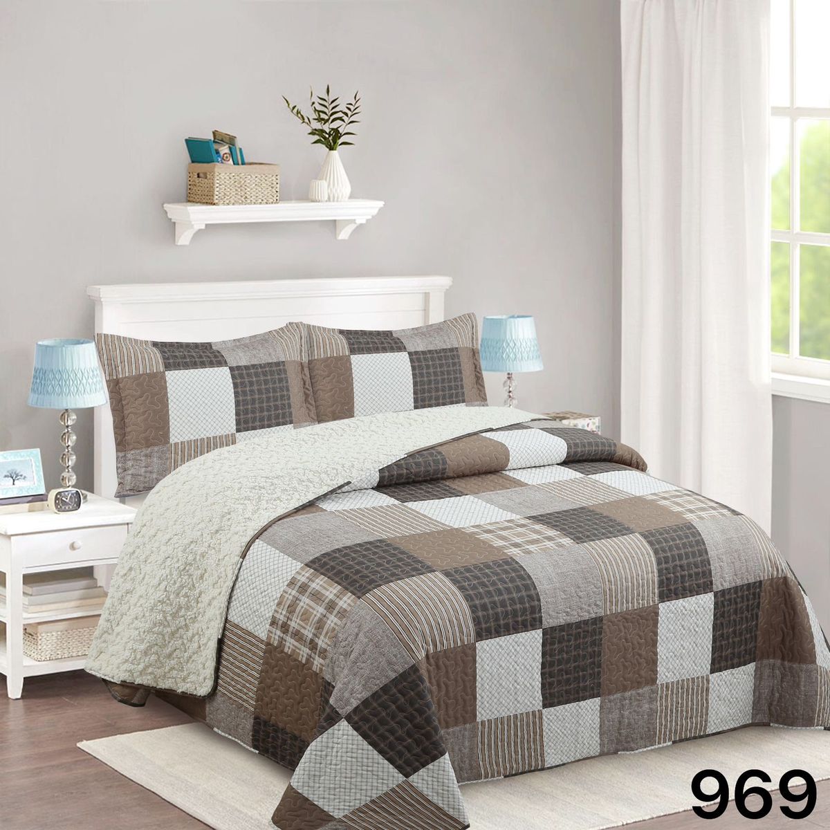 GENERICO - CUBRECAMA QUILT SHERPA POLIALGODON CHIPORRO ULTRA SUAVE