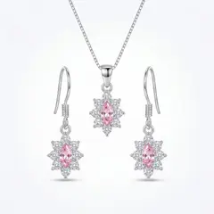 LK LUKSO - Conjunto Collar y Aros Lady Circón Plata Ley 925