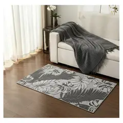 ALMA & DECO - Alfombra Bajada de Cama Relieve Naturezza Gris y Marengo Premium Antideslizante 80x120 Cm.