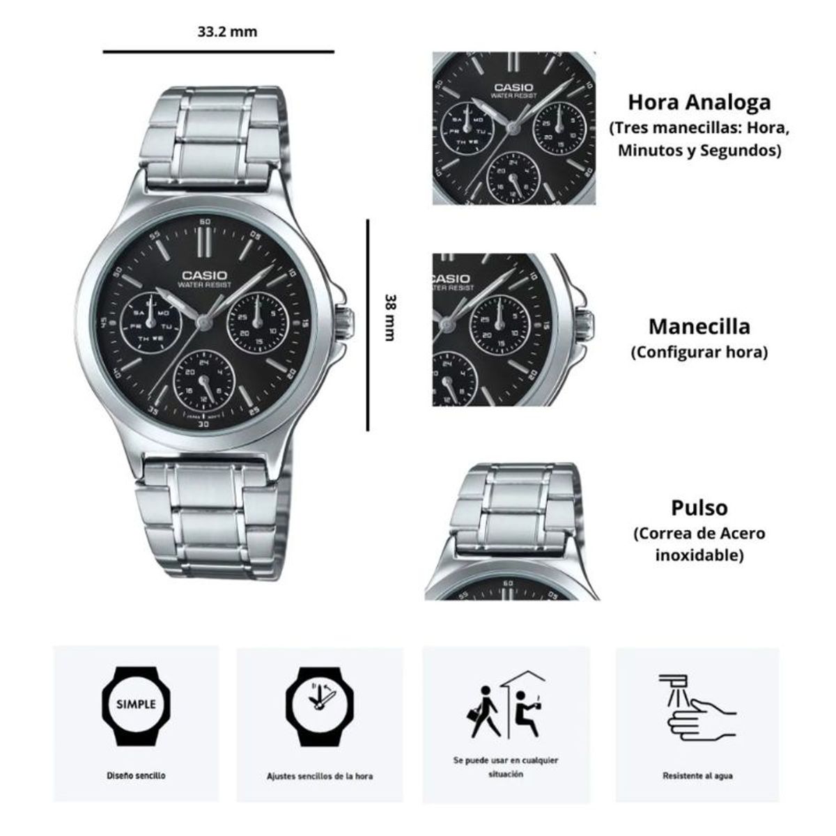 CASIO - Reloj Casio Mtp-v300d-1a Hombre - Análogo