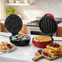 IRM - Donas Maquina Para 7 Mini Mas Mini Waflera Combo Para Reposteria Casera Planchas Preparar Postres