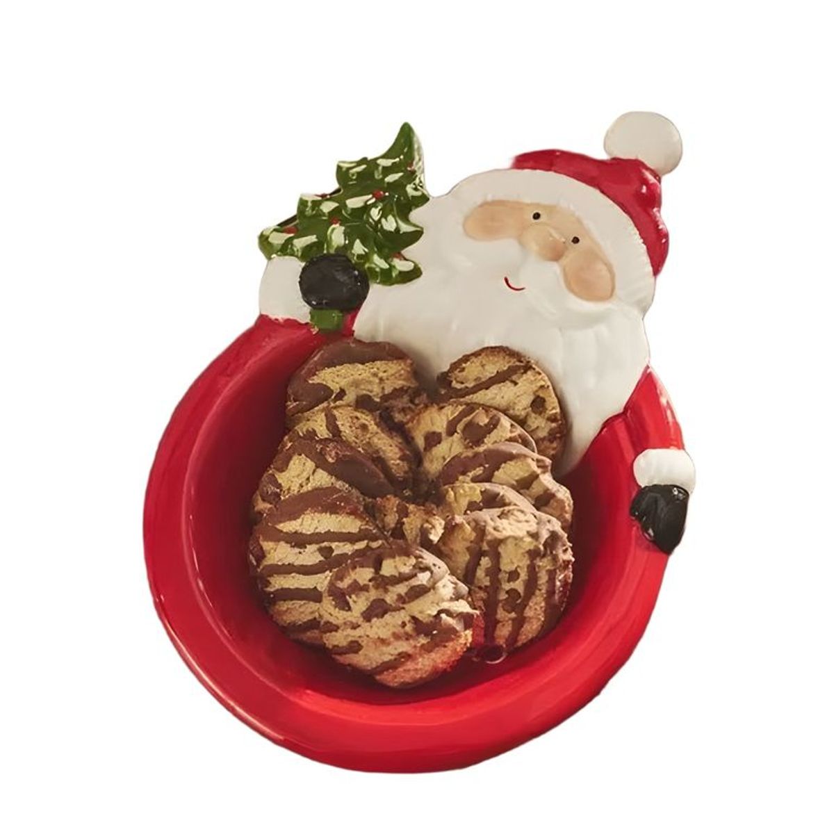 GENERICO - Plato de loza navideño 26 cm rojo