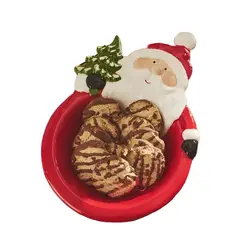 GENERICO - Plato de loza navideño 26 cm rojo