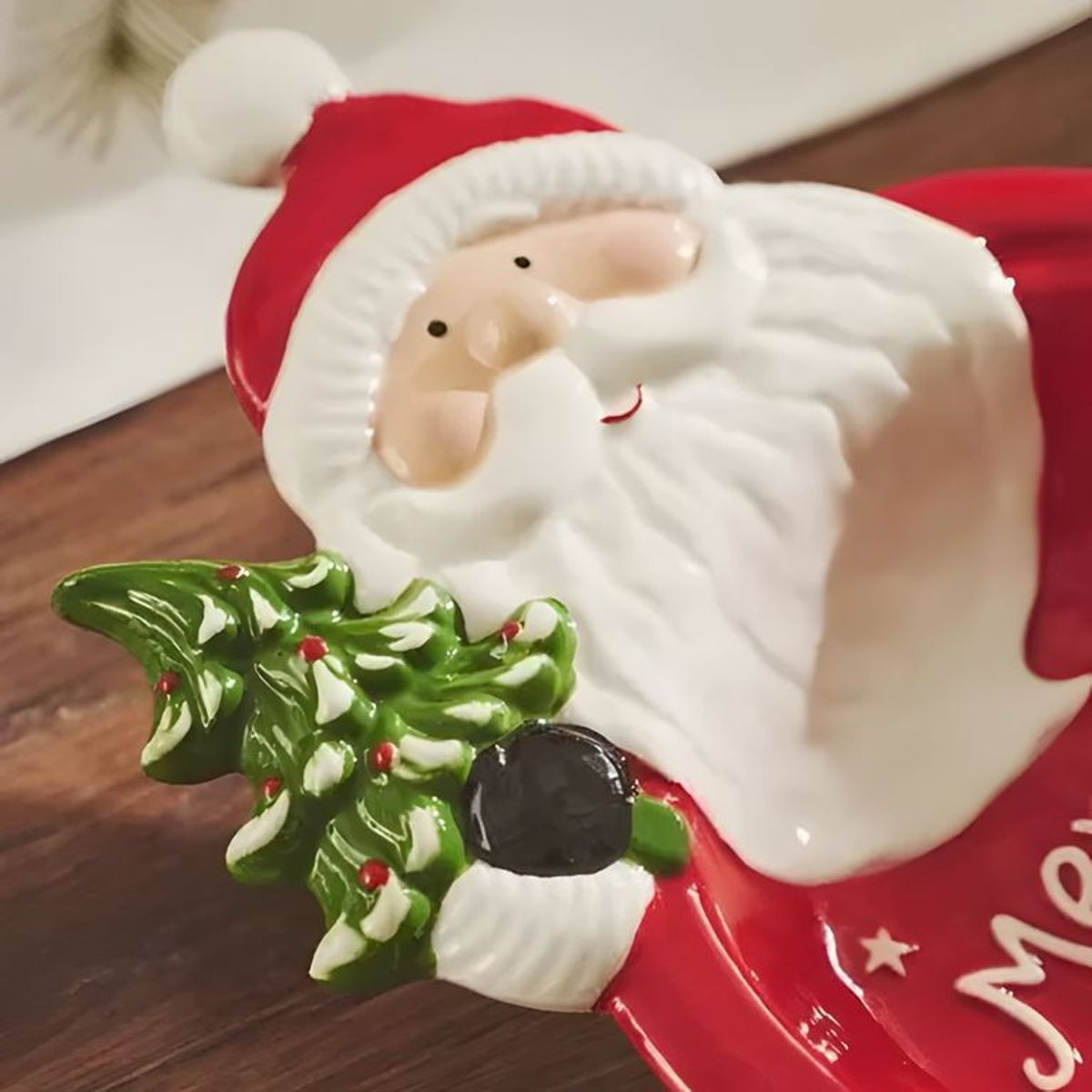 GENERICO - Plato de loza navideño 26 cm rojo