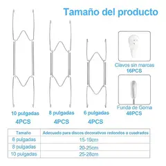 GENERICO - Kit 12 colgadores de platos inoxidable acero