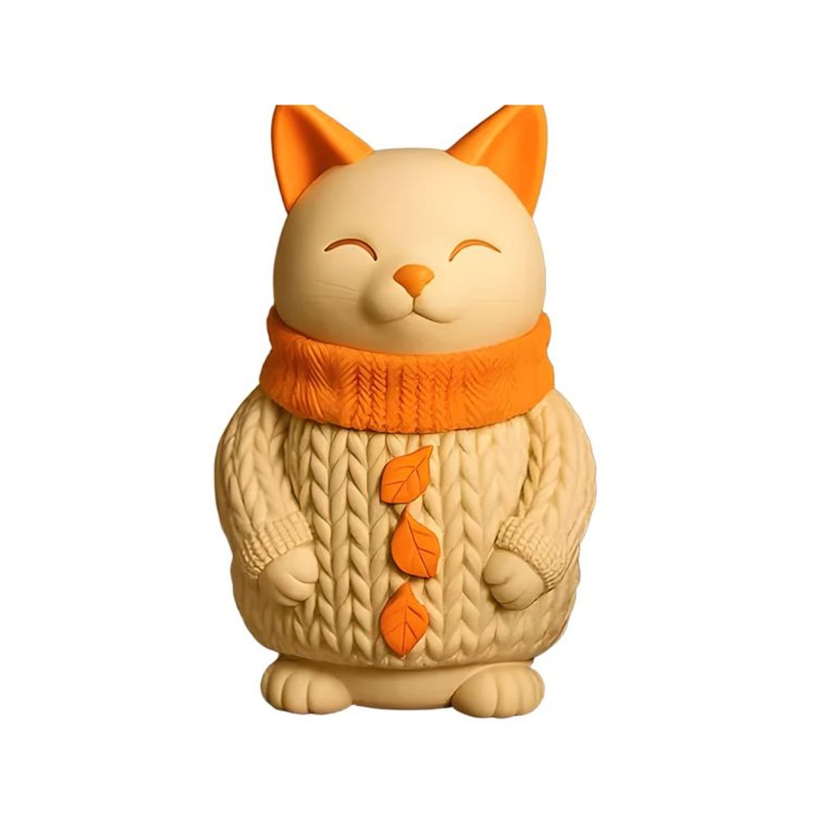 GENERICO - Escultura gato con suéter decorativo beige