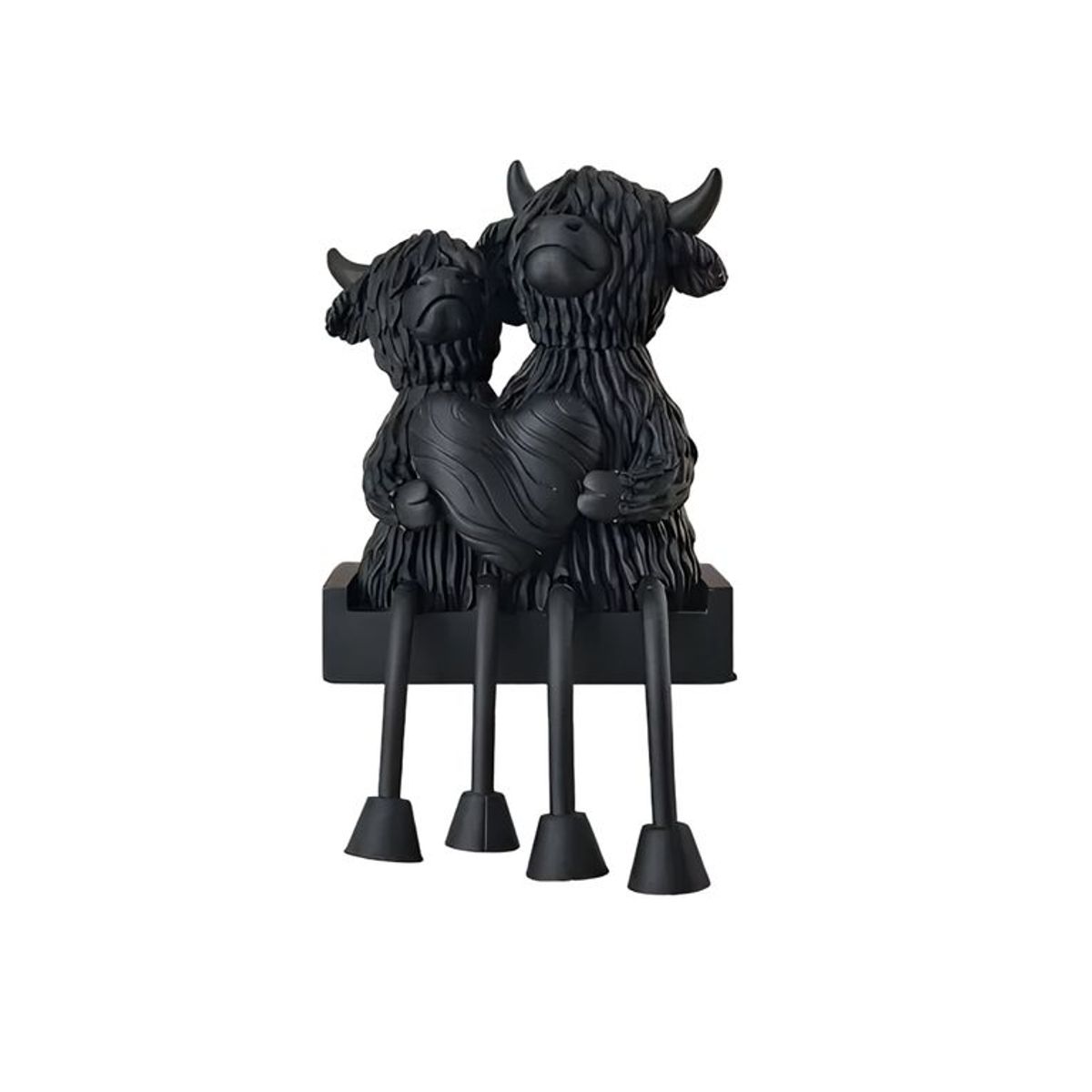 GENERICO - Escultura vacas enamoradas estilo highland negro